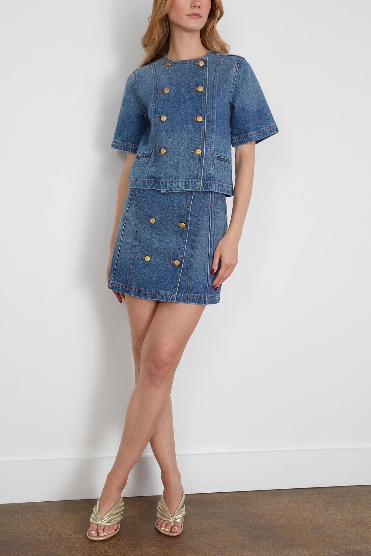 Ulla Johnson The Clara Mini Denim Skirt in Danube
