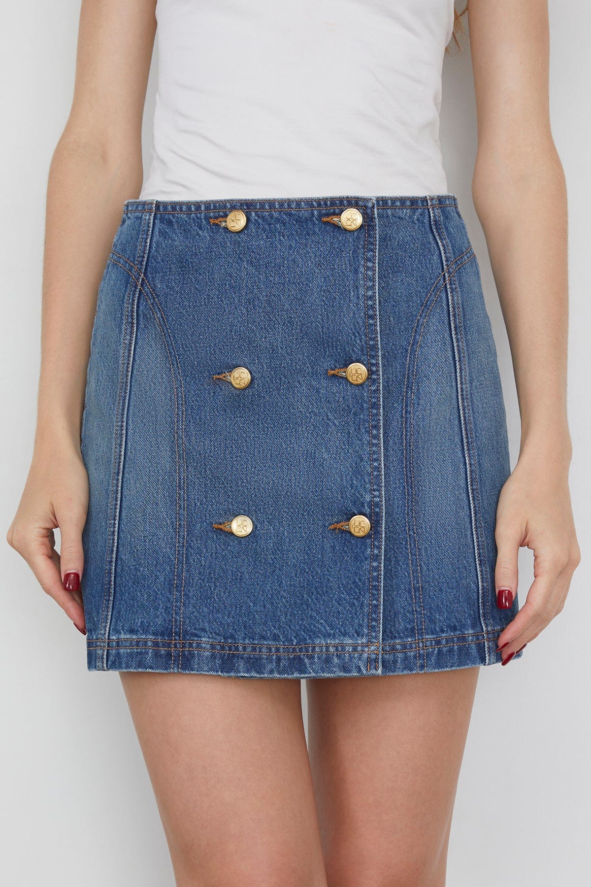 Ulla Johnson The Clara Mini Denim Skirt in Danube