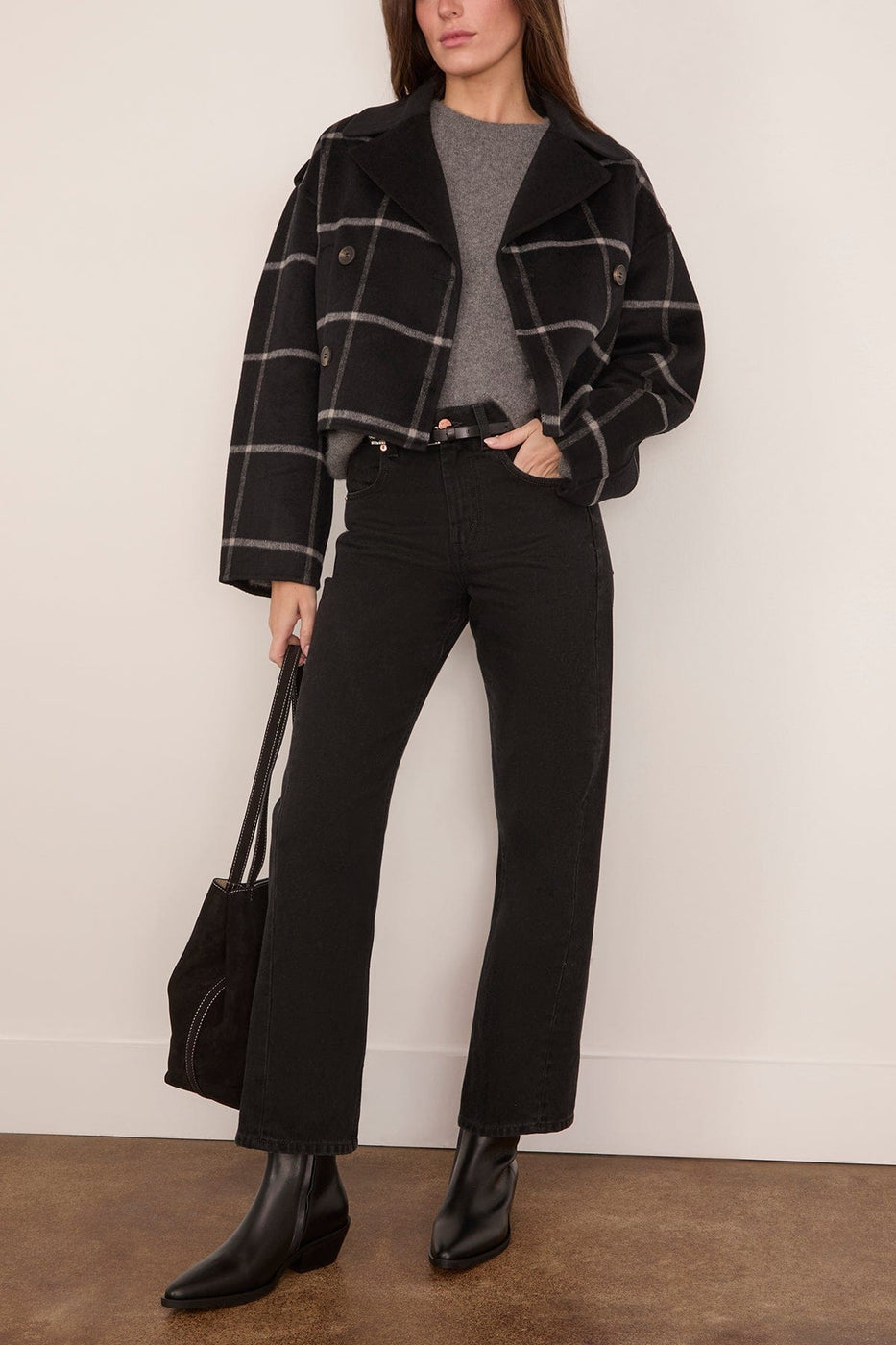 Vanessa Bruno Beran Coat in Noir/Blanc