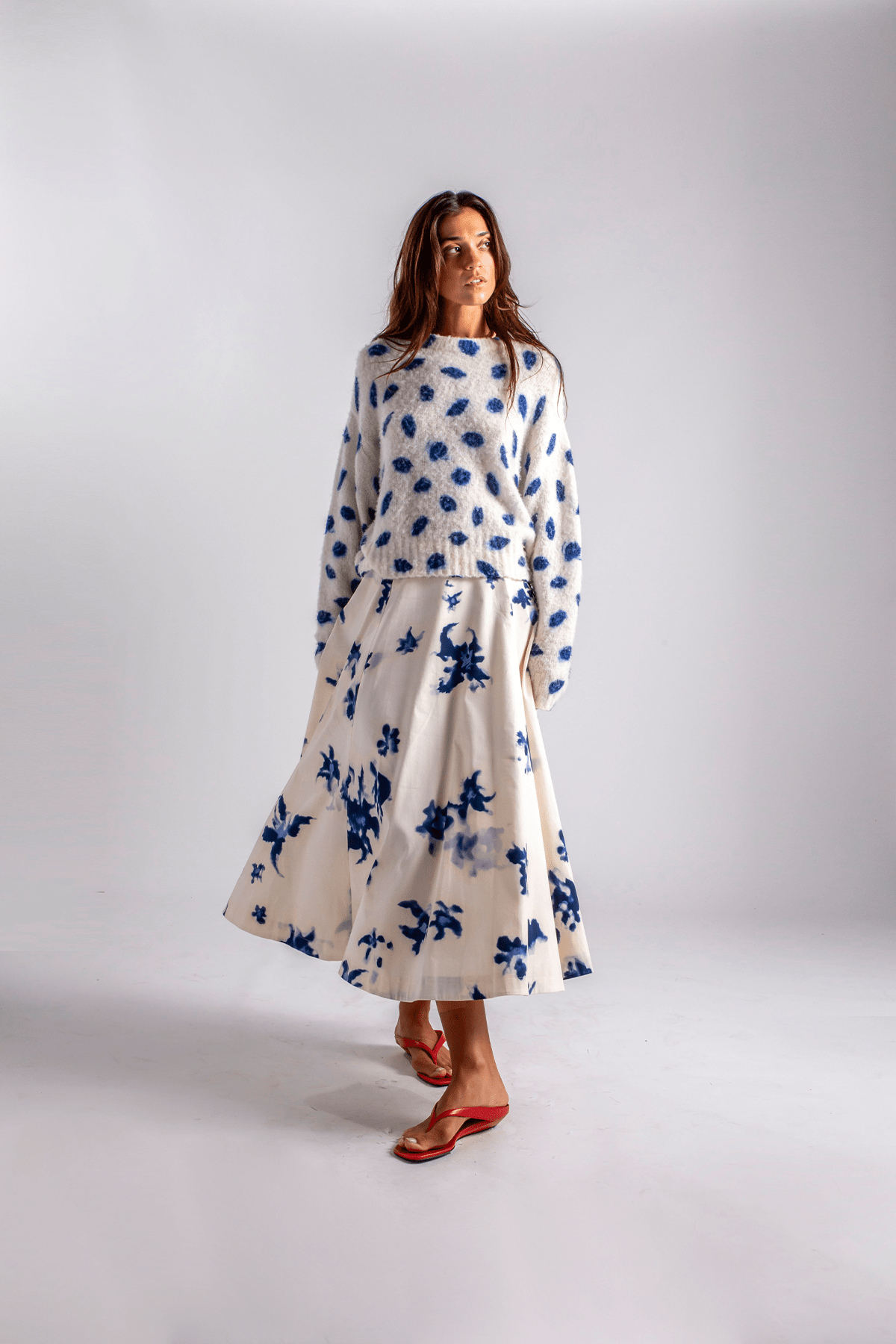 Altuzarra Varda Skirt in Berry Blue Flowers