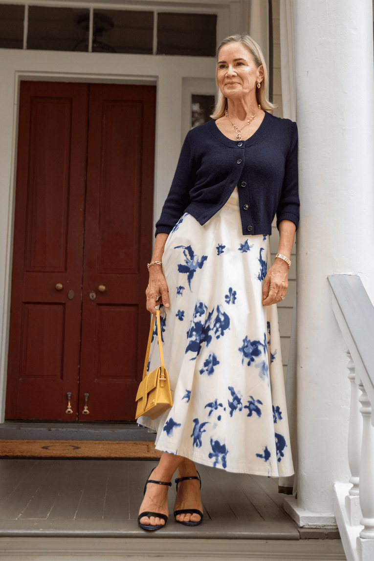 Altuzarra Varda Skirt in Berry Blue Flowers