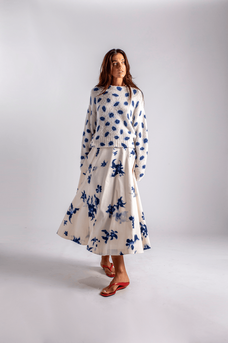 Altuzarra Varda Skirt in Berry Blue Flowers