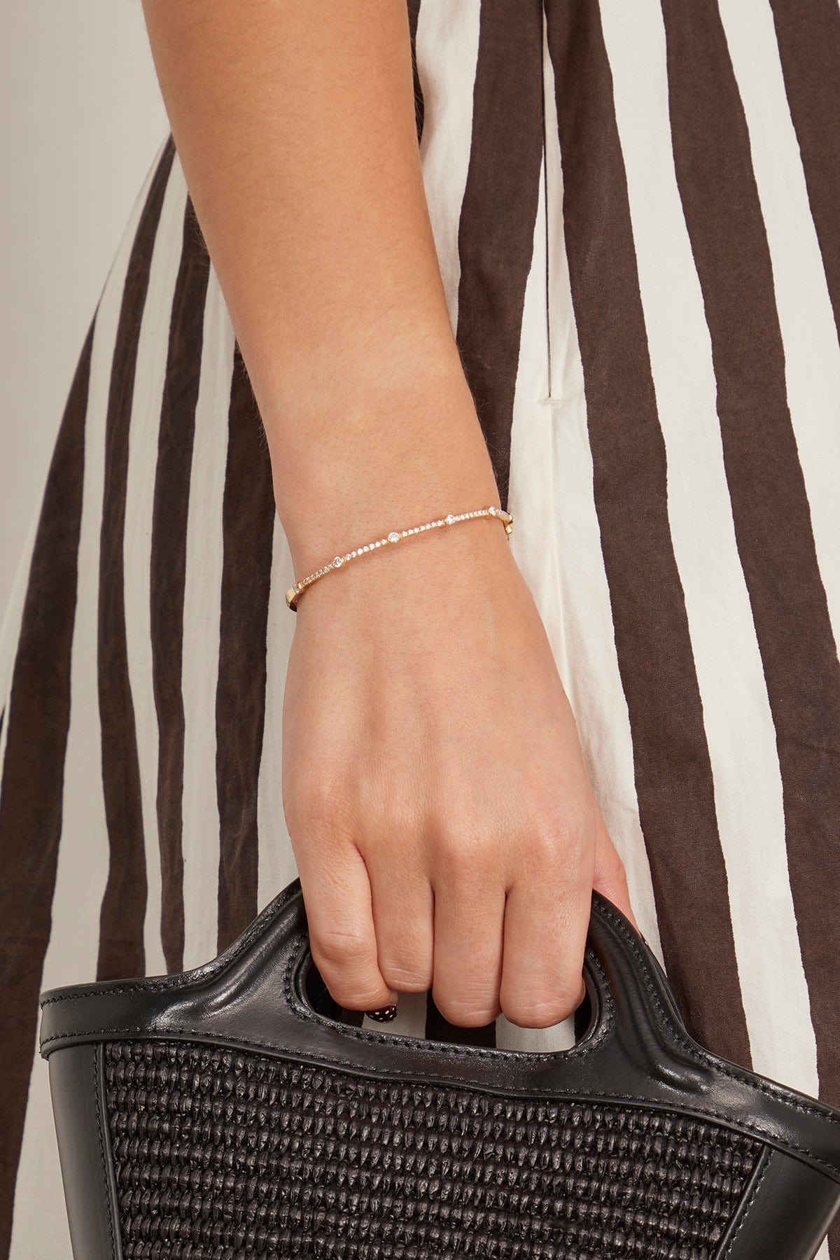Vintage La Rose Bracelets Diamond Station Bangle in 14k Yellow Gold Vintage La Rose Diamond Station Bangle in 14k Yellow Gold