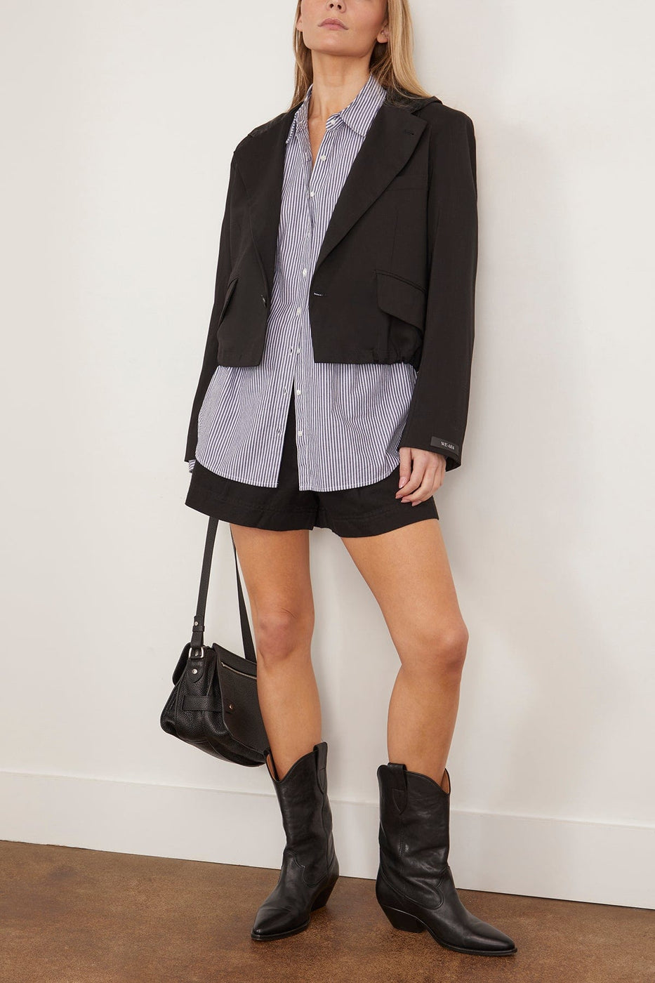 WE-AR4 Jackets Cropped Hooded Blazer in Black Cropped Hooded Blazer in Black