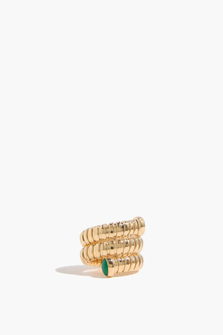 ivi Gaia Triple Twist Ring with Stones in Yellow Gold