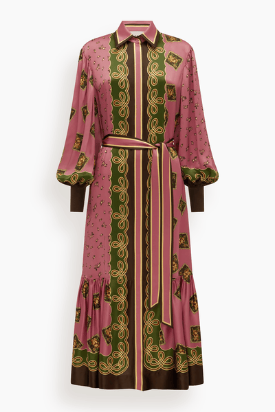 Lacey Silk Shirtdress in Dusty Pink