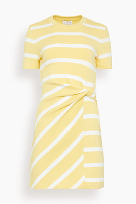 Short Sleeve Cody Dress in Lemon Meringue/White Wide Stripe