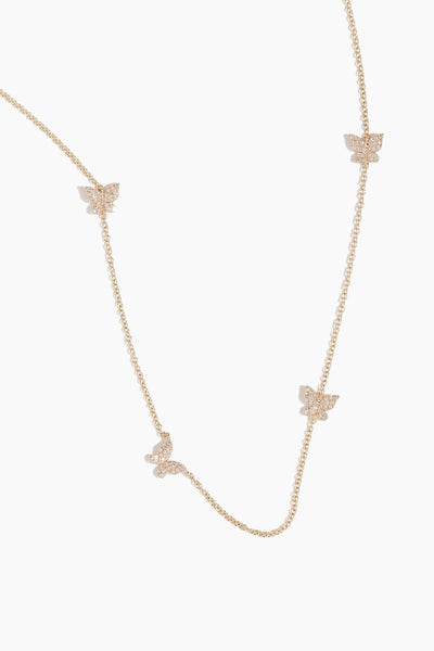 Butterfly Station Necklace in 14k Yellow Gold