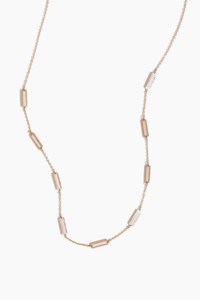 Inlaid Pink Opal Bar Necklace in 14k Yellow Gold