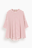 Plan C Short Sleeve T-Shirt in White/Red Stripe