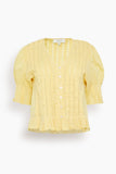 Sea Alberte Solid Bubble Sleeve Blouse in Yellow