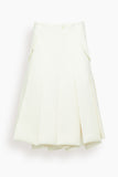 Pleated Twill Skirt in Off White