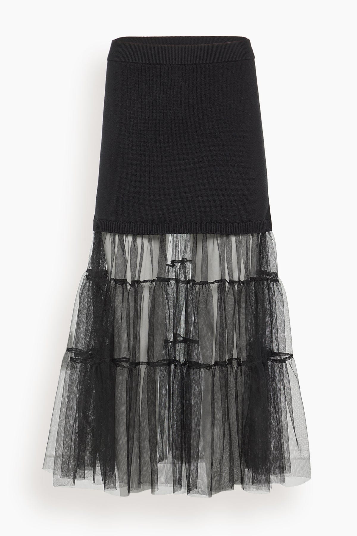 Sea Seraphine Solid Knit Tulle Skirt in Black
