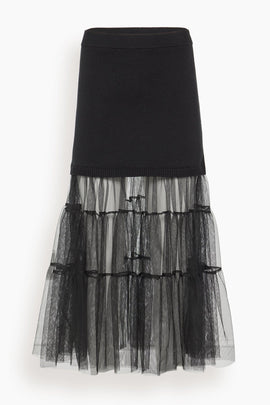 Seraphine Solid Knit Tulle Skirt in Black