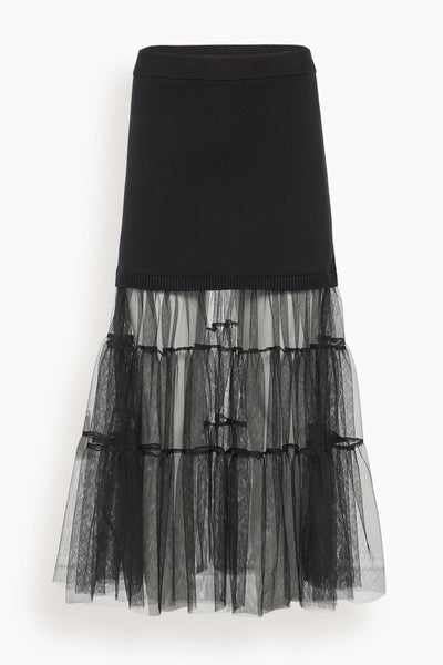 Seraphine Solid Knit Tulle Skirt in Black
