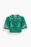 Sea Tops Vesna Embroidery Tie Front Top in Green SEA Vesna Embroidery Tie Front Top in Green