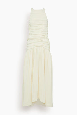 Evidente Shoulder Dress in Off White
