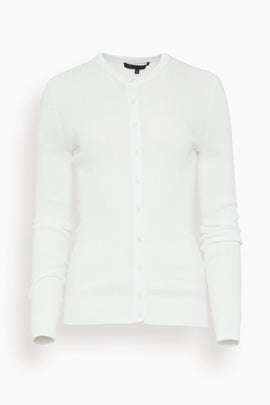 Ribbed Sweater Slim Cardigan in White
