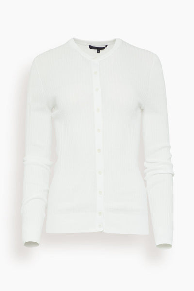 Ribbed Sweater Slim Cardigan in White