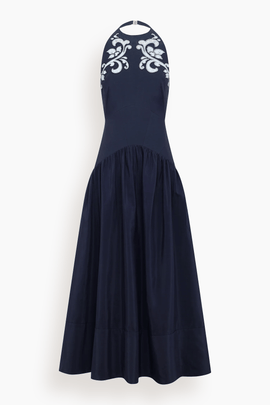 Dillon Applique Halter Gown in Ink