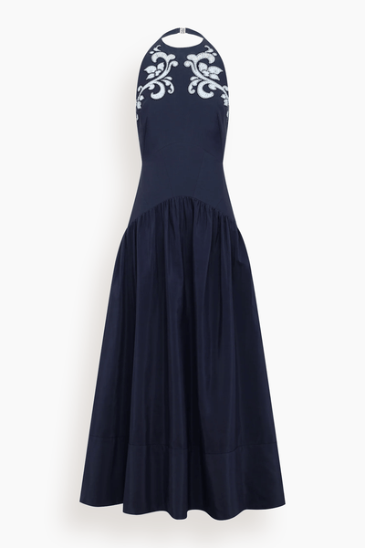Dillon Applique Halter Gown in Ink