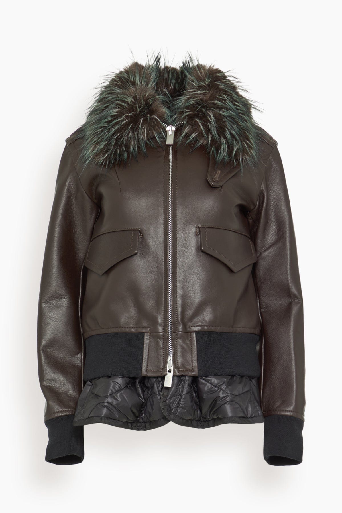 Sacai Leather Blouson in Brown