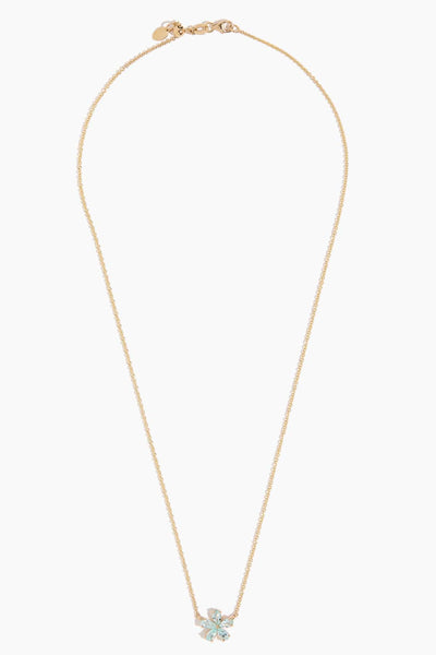 Ocean Paraiba Tourmaline Forget-Me-Not Necklace in 18k Yellow Gold