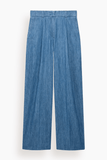 Another Tomorrow Chambray Relaxed Wide Leg Pant in Medium Blue