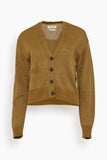 Toast Wool Linen Patch Pocket Cardigan in Old Gold