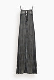 Kiki De Montparnasse Smocked Silk Maxi Tie Gown in Black