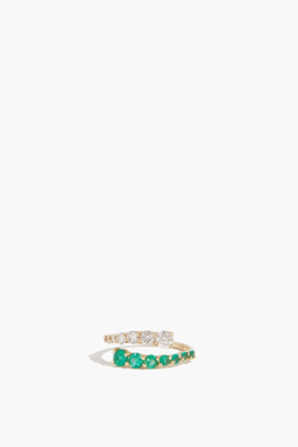 Moi et Toi Emerald + Diamond Ring in 14k Yellow Gold