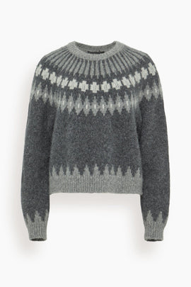 Alena Sweater in Dark Grey Melange Fair Isle