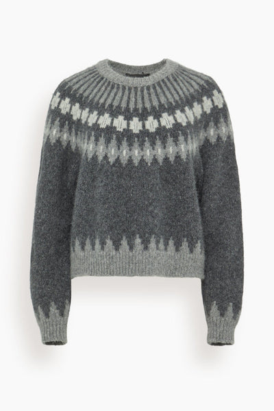 Alena Sweater in Dark Grey Melange Fair Isle