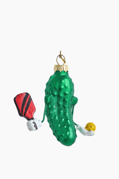 Glass Pickleball Cucumber Ornament
