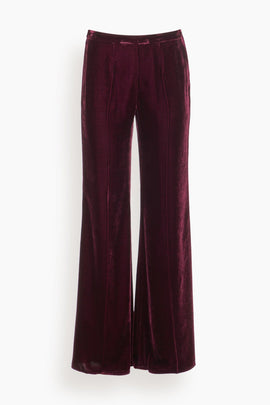Plain Velvet Flare Pants in Bordeaux