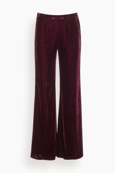Plain Velvet Flare Pants in Bordeaux