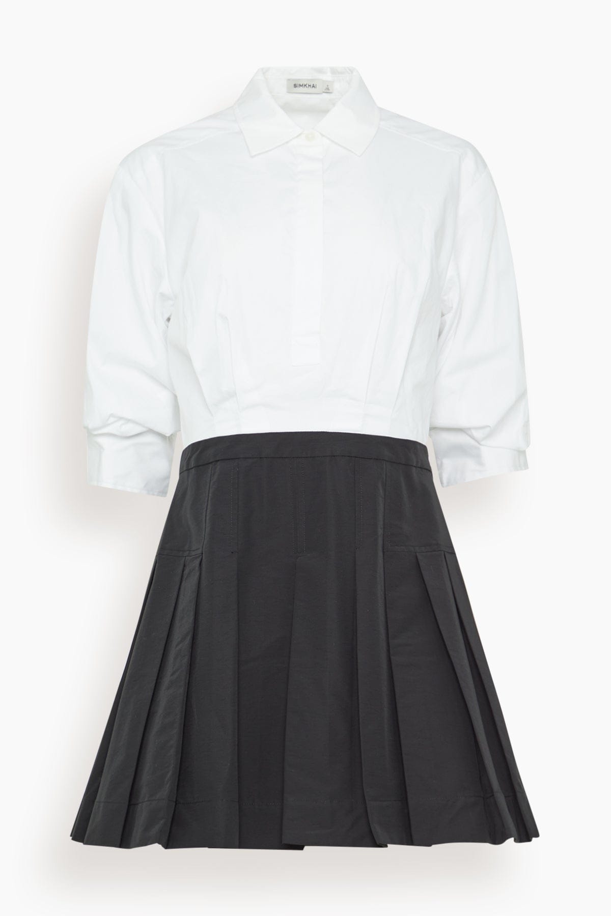 Simkhai Sinclair Short Sleeve Combo Mini Dress in White Multi