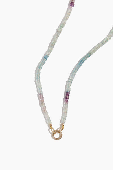 Vintage La Rose Necklaces Mixed Flourite Chain with Pave O-Ring Clasp in 14k Yellow Gold