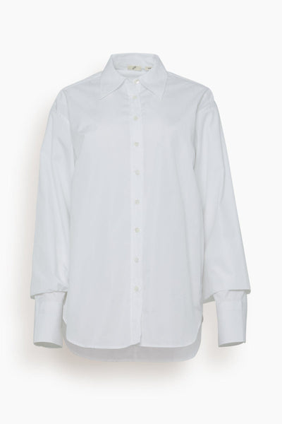 Crinkled Sleeve Shirt in White