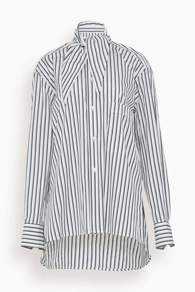 Long Sleeve Shirt in White/Black Shirt Stripe