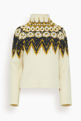 Lizzy Sweater in Textured Fairisle Cream Multi