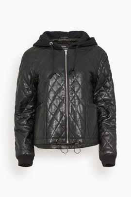 Quilted Jacket with Hood in Black