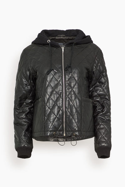 Quilted Jacket with Hood in Black
