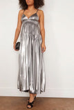 Rosetta Getty Gowns Gathered Peplum Camisole Dress in Silver Rosetta Getty Gathered Peplum Camisole Dress in Silver