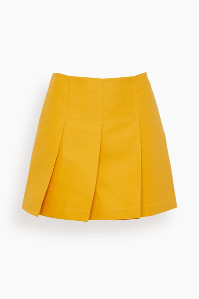 Cady Mini Skirt with Wide Pleats in Orange