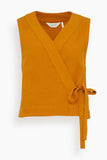 Toast Tops Quilted Cotton Linen Wrap Vest in Tilia Honey Quilted Cotton Linen Wrap Vest in Tilia Honey