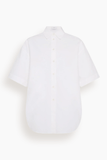 Another Tomorrow Poplin Short Sleeve Shirt in White