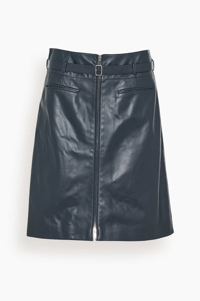 Glossy Leather Skirt in Navy