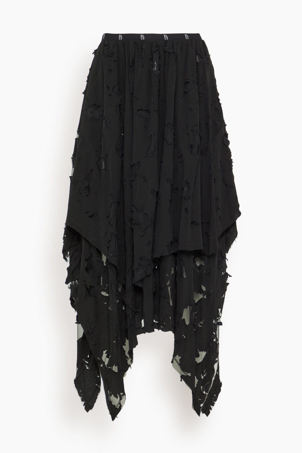 R13 Midi Handkerchief Skirt in Black