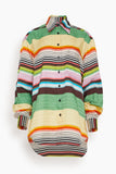 Christopher John Rogers Tops Cassette Stripe Jaquard Relaxed Shirt in Sesame Multi